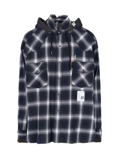 Miharayasuhiro Long-sleeve Black And White Plaid Shirt