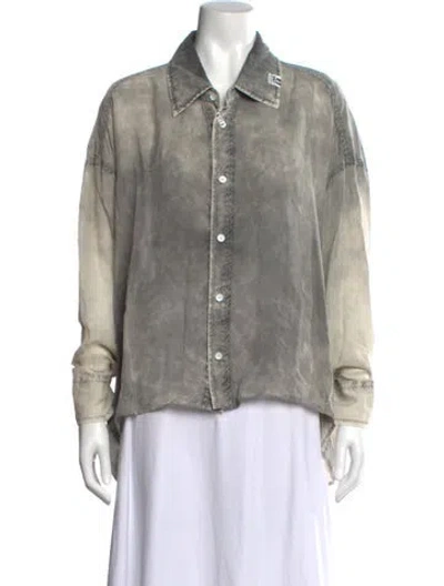 Pre-owned Miharayasuhiro Long Sleeve Button-up Top In Gray