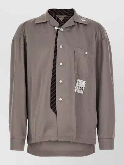 Miharayasuhiro Long Sleeve Shirt Featuring Attached Tie In Brown