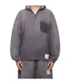 Miharayasuhiro Black Sun Faded Quarter Zip-up Sweatshirt In Gray
