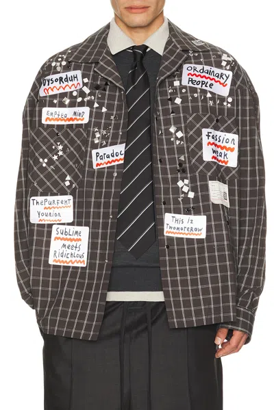 Miharayasuhiro Longsleeve Check Shirt With Sticker In Black