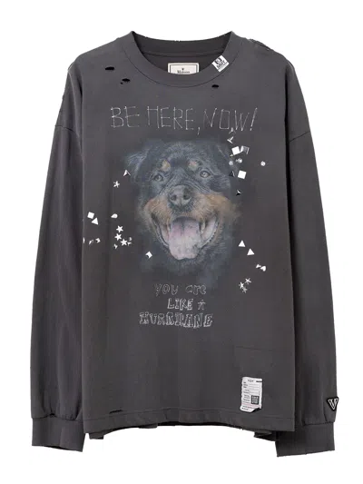Miharayasuhiro Ls Dog Printed Tee In Gray