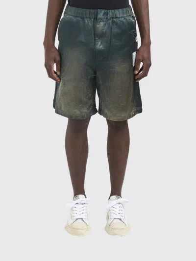 Miharayasuhiro Maison Mihara Yasuhiro Abstract Print Cotton Jogging Shorts With Distressed Effect In Blue