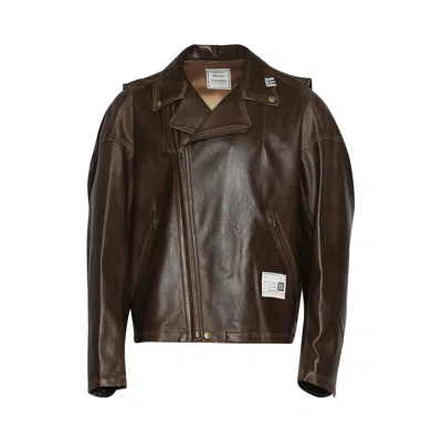 Pre-owned Miharayasuhiro Maison Mihara Yasuhiro Back Vest Leather Jacket 'brown' | Men's Size 46
