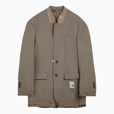 Miharayasuhiro Maison Mihara Yasuhiro Wool-blend Jacket With Raw Cut Hem In Beige