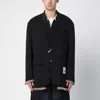 Miharayasuhiro Black Wool-blend Jacket With Raw Cut Hem In Black