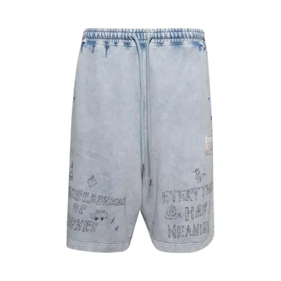 Pre-owned Miharayasuhiro Maison Mihara Yasuhiro Bleached Shorts 'blue' | Men's Size 46
