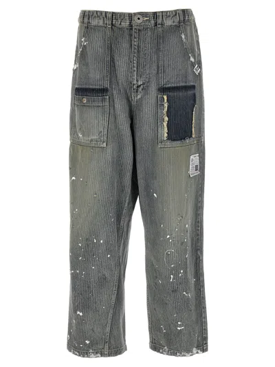 Miharayasuhiro Maison Mihara Yasuhiro Abstract-pattern Straight-leg Denim Jeans In Blue