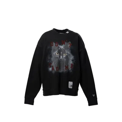 Miharayasuhiro Maison Mihara Yasuhiro Cat Graphic Flock Print Sweatshirt In Black