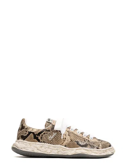 Miharayasuhiro Maison Mihara Yasuhiro Chunky Lace-up Sneakers With Snakeskin Effect In Brown