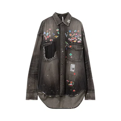 Pre-owned Miharayasuhiro Maison Mihara Yasuhiro Denim Shirt With Sticker 'black' | Men's Size 48