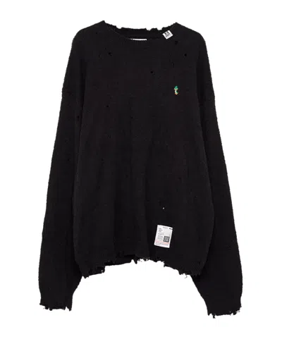 Miharayasuhiro Maison Mihara Yasuhiro Destroyed Crewneck Pullover In Black