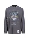 Miharayasuhiro Maison Mihara Yasuhiro Distressed Graphic T-shirt With Logo Patches And Embellishments In Gray