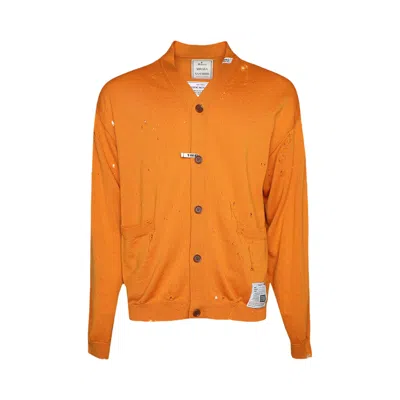 Pre-owned Miharayasuhiro Maison Mihara Yasuhiro Distressed Knit Cardigan 'orange' | Men's Size 46