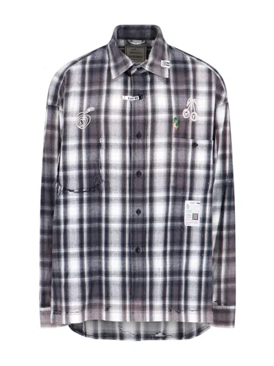 Miharayasuhiro Maison Mihara Yasuhiro Distressed Plaid Button-up Shirt In Multi
