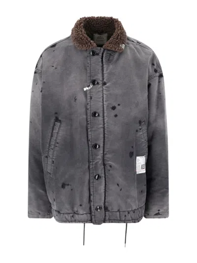 Miharayasuhiro Maison Mihara Yasuhiro Distressed Sherpa Collar Jacket In Black