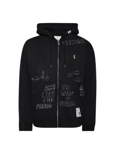 Miharayasuhiro Maison Mihara Yasuhiro Distressed Zip Up Hoodie Black
