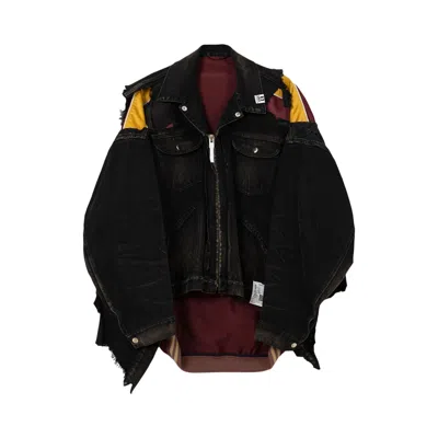 Pre-owned Miharayasuhiro Maison Mihara Yasuhiro Double Layered Denim Jacket 'black' | Men's Size 46