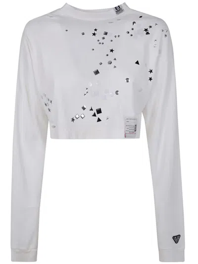 Miharayasuhiro Maison Mihara Yasuhiro Embellished Distressed Long Sleeves Mini Tee Clothing In White