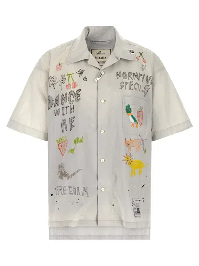Miharayasuhiro Maison Mihara Yasuhiro Graffiti Print Shirt In Gray