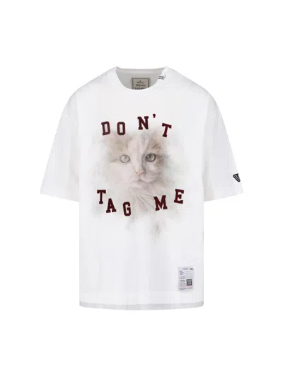 Miharayasuhiro Maison Mihara Yasuhiro Graphic Cat Print Oversized T-shirt In White