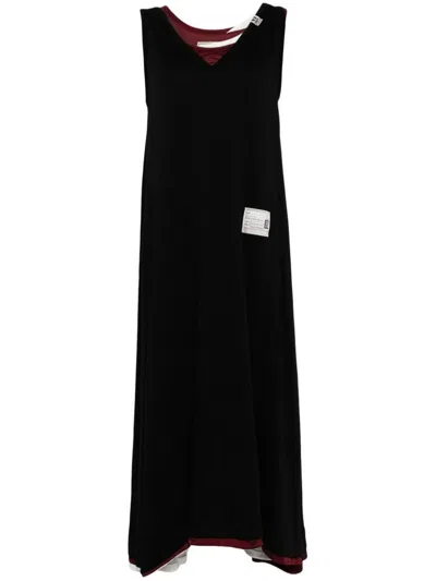 Miharayasuhiro Layered-effect Cotton Dress In Black