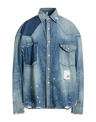 Miharayasuhiro Maison Mihara Yasuhiro Man Denim Shirt Blue Size 34 Cotton