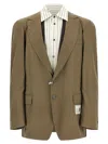 Miharayasuhiro Mix Layered Wool Gabardine Blazer Green In Green