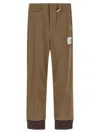 Miharayasuhiro Mix Layered Wool Gabardine Pants In Brown