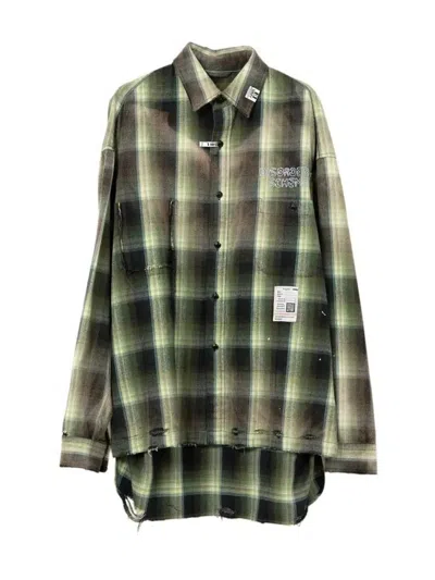 Miharayasuhiro Maison Mihara Yasuhiro Oversized Check Shirt With Distressed Detailing In Multi