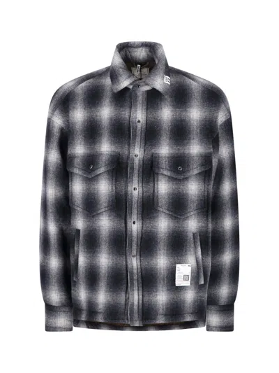 Miharayasuhiro Maison Mihara Yasuhiro Plaid Wool Shirt Jacket In Black