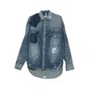 Miharayasuhiro Paint-splatter Patchwork Denim Shirt In Blue