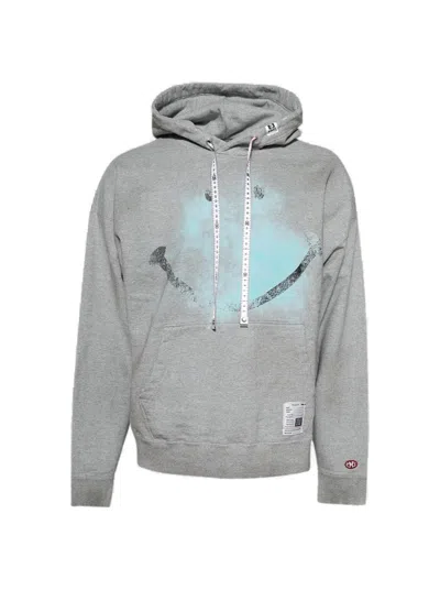 Miharayasuhiro Maison Mihara Yasuhiro Smily Face Printed Distressed Hoodie Grey