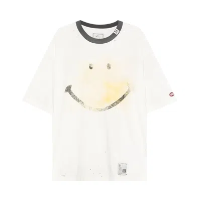 Pre-owned Miharayasuhiro Maison Mihara Yasuhiro Smily Face Printed Distressed T-shirt 'white' | Men's Size 52