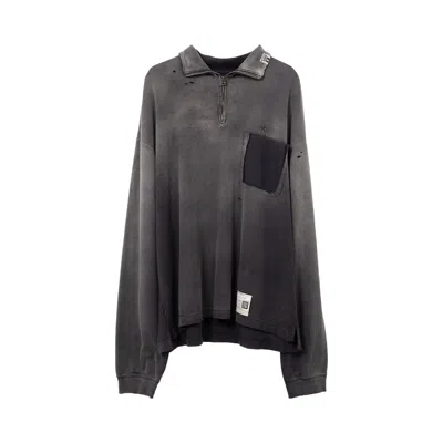 Pre-owned Miharayasuhiro Maison Mihara Yasuhiro Sun Faded Half Zip Pullover 'black' | Men's Size 50