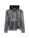 Miharayasuhiro Hooded Sweatshirt With Distressed Finish And Front Pockets In Gray