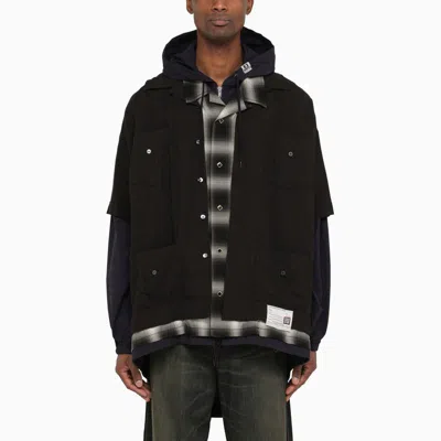 Miharayasuhiro Maison Mihara Yasuhiro Three-layer Hooded Shirt In Black