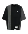 Miharayasuhiro Maison Mihara Yasuhiro Vertical Switching Crewneck T-shirt In Black
