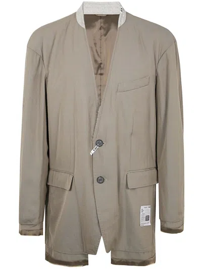 Miharayasuhiro Maison Mihara Yasuhiro W Vi Stand Lapel Jacket Clothing In Beige