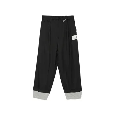 Miharayasuhiro Maison Mihara Yasuhiro Wide-leg Twill Cotton Trousers In Black