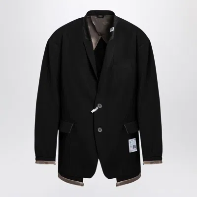 Miharayasuhiro Maison Mihara Yasuhiro Wool-blend Jacket With Raw Cut Hem In Black