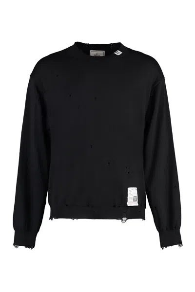 Miharayasuhiro Men's Black Wool Crew-neck Sweater For Fw23