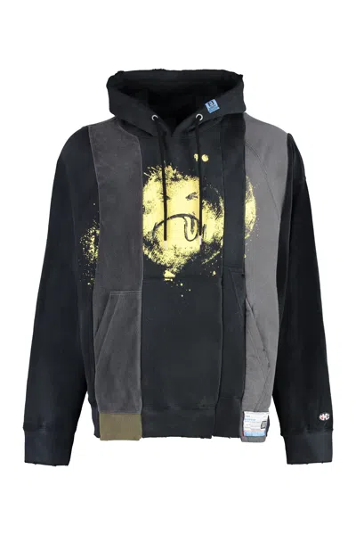 Miharayasuhiro Smiley Face-print Panelled Hoodie In Black