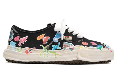 Pre-owned Miharayasuhiro Men's Maison Mihara Yasuhiro Baker Og Sole Canvas Low Printed Sticker Sneakers In Black