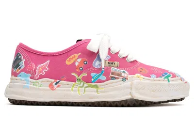 Pre-owned Miharayasuhiro Men's Maison Mihara Yasuhiro Baker Og Sole Canvas Low Printed Sticker Sneakers In Pink
