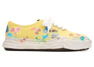 Pre-owned Miharayasuhiro Men's Maison Mihara Yasuhiro Baker Og Sole Canvas Low Printed Sticker Sneakers In Yellow