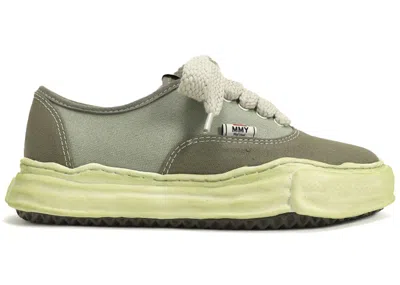 Pre-owned Miharayasuhiro Men's Maison Mihara Yasuhiro Baker Og Sole Over Dyed Canvas Low Sneakers In Green/cream
