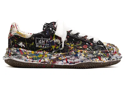Pre-owned Miharayasuhiro Men's Maison Mihara Yasuhiro Blakey Og Sole Canvas Low Sputtering Paint White Sneakers In Black