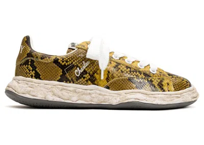 Pre-owned Miharayasuhiro Men's Maison Mihara Yasuhiro Charles Og Sole Leather Low Python Printed Sneakers In Yellow