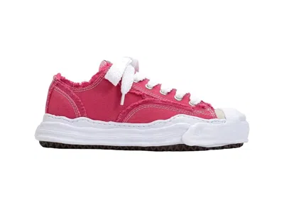 Pre-owned Miharayasuhiro Men's Maison Mihara Yasuhiro Hank Og Sole Canvas Lowtop Sneakers In Frayed Pink